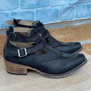 ROPER WOMENS ALL OVER VINTAGE BLACK SHORTY BOOT 9.5